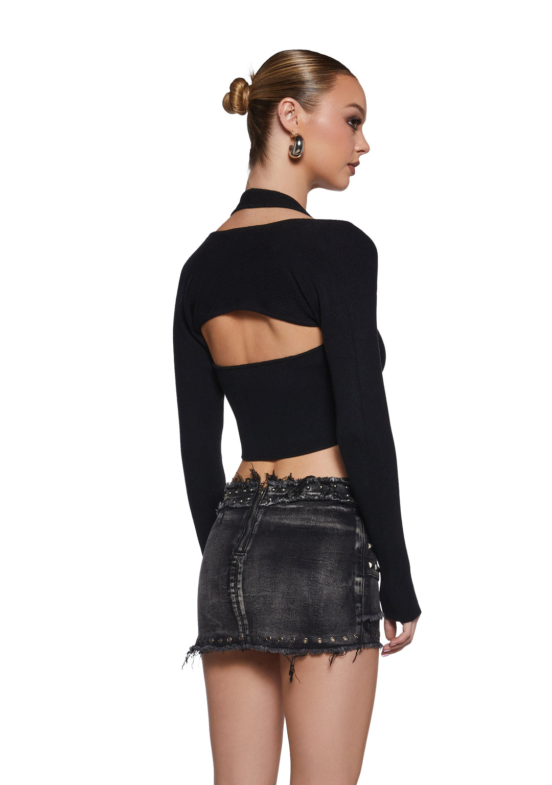 Womens Sexy Halter Top And Shrug Set - Black - Image 4