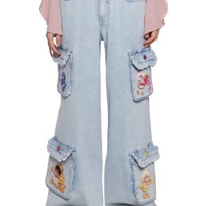 Dolls Kill | Care Bears x Strawberry Shortcake Denim Cargo Pants - Blue