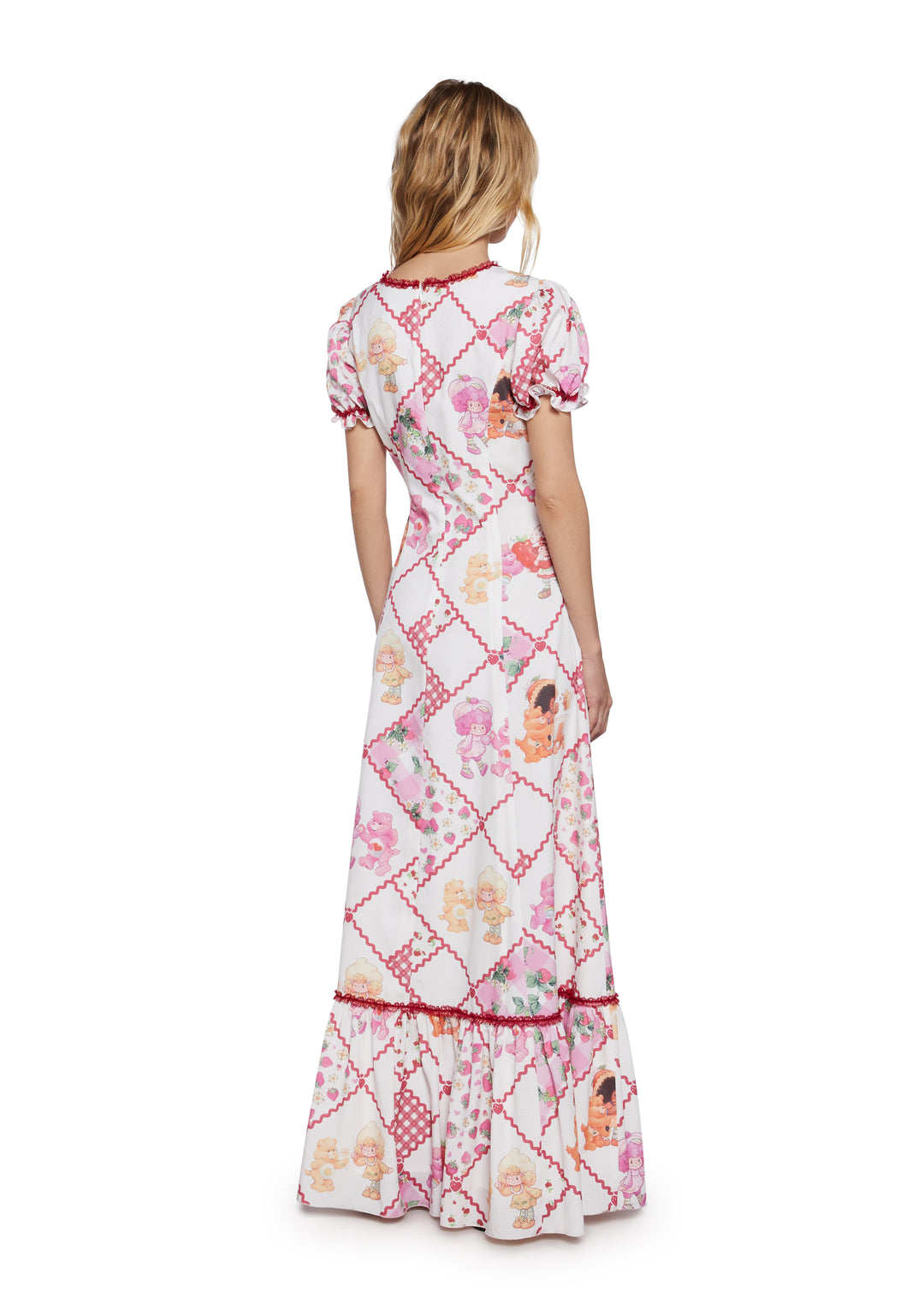 Dolls Kill | Care Bears x Strawberry Shortcake Quilted Printed Maxi Dress - Multi - Image 4