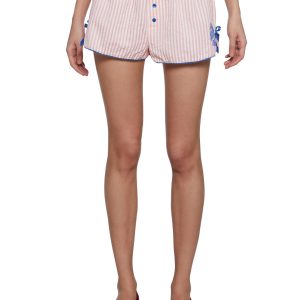 Dolls Kill | Care Bears x Strawberry Shortcake Seersucker Shorts With Blueberry Muffin And Grumpy Bear - Pink