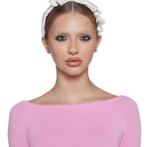 Satin Ruffled Large Bow Headband - White