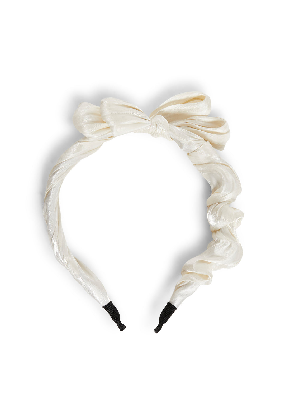 Satin Ruffled Large Bow Headband - White - Image 2