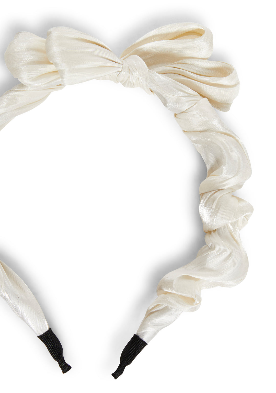 Satin Ruffled Large Bow Headband - White - Image 4