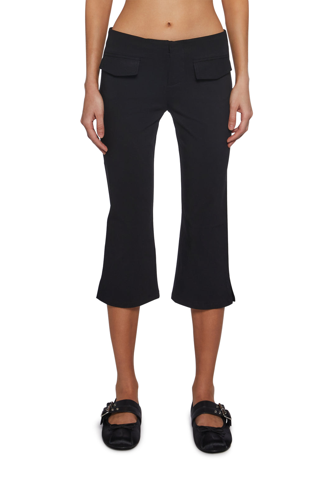 Womens Low Rise Capri Bengaline Pants Delias - Black