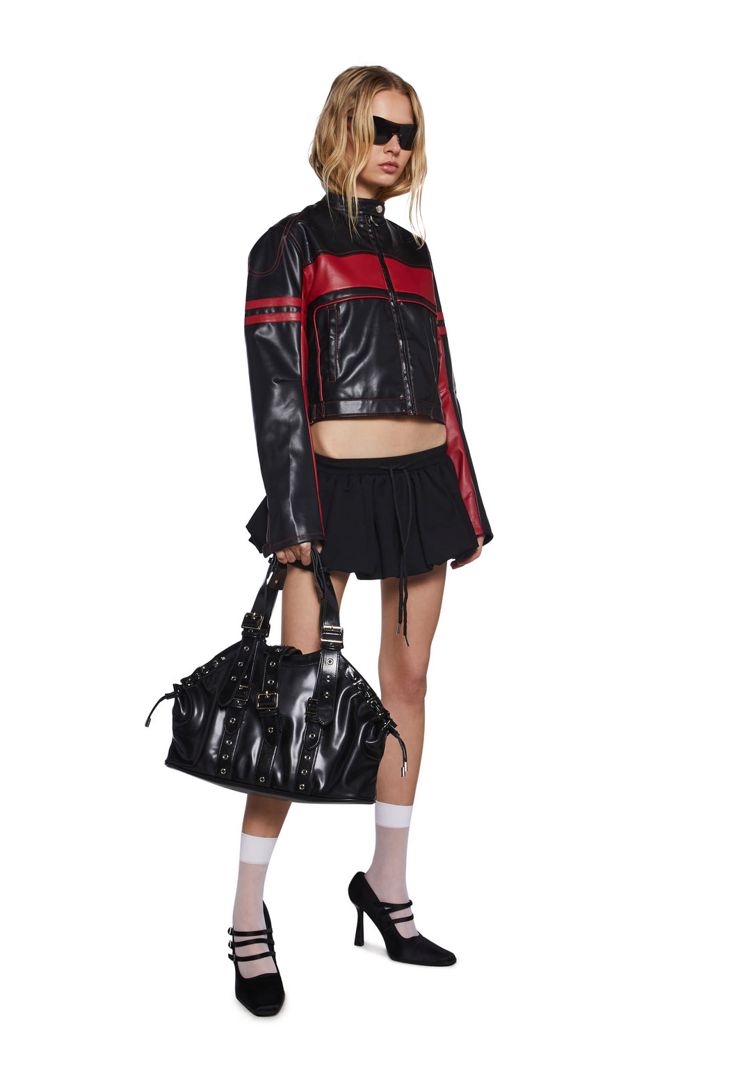 Womens Colorblock Moto Jacket Generation Kiss - Black - Image 2