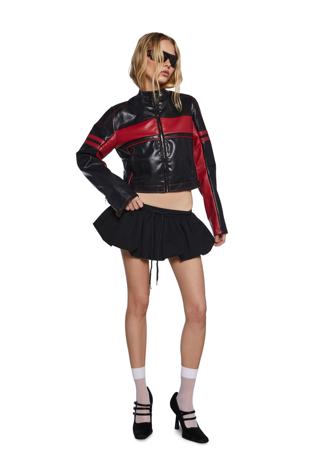 Womens Colorblock Moto Jacket Generation Kiss - Black - Image 5