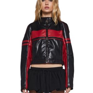 Womens Colorblock Moto Jacket Generation Kiss - Black