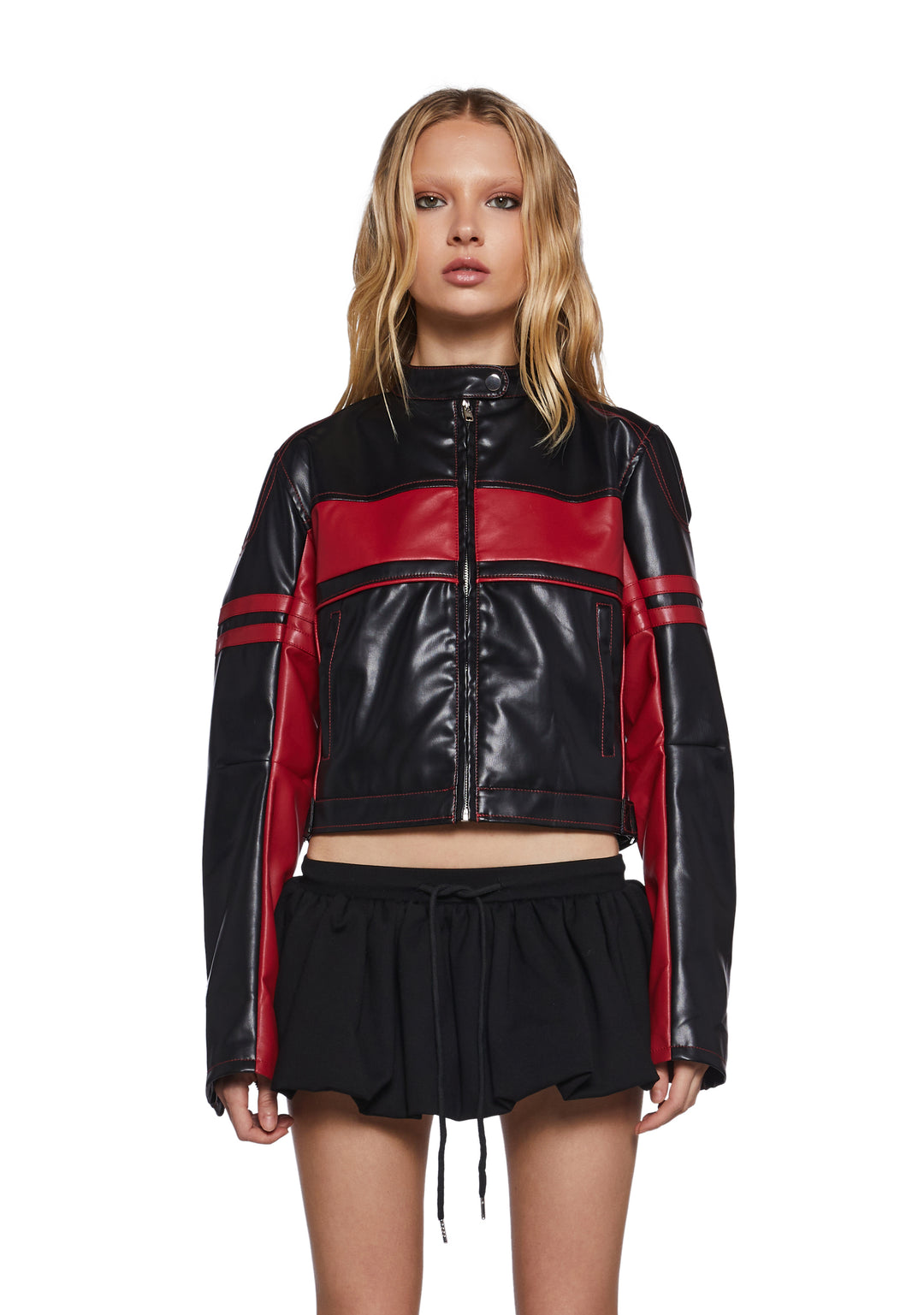 Womens Colorblock Moto Jacket Generation Kiss - Black