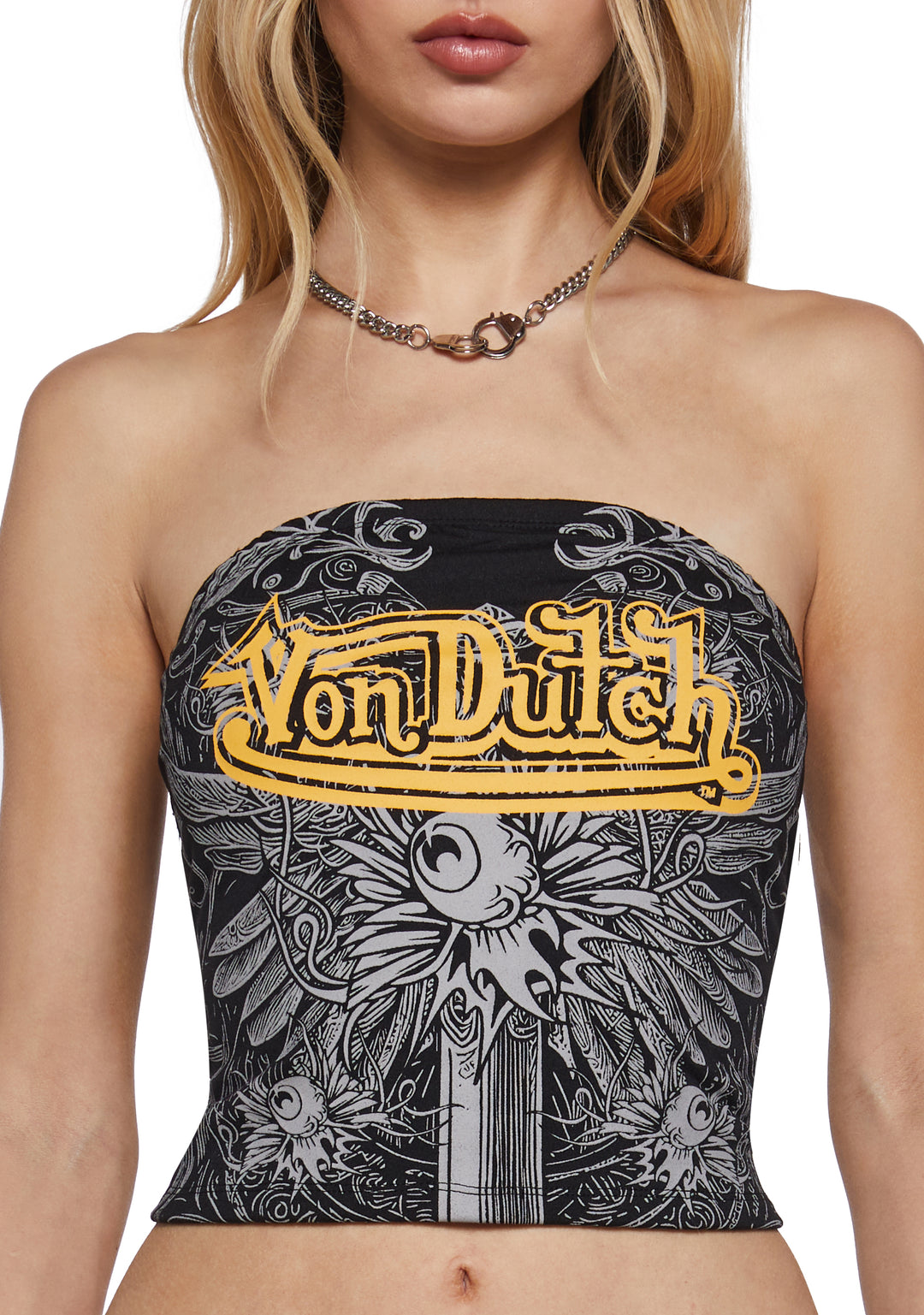 Von Dutch Winged Dagger Graphic Tube Top - Black - Image 5