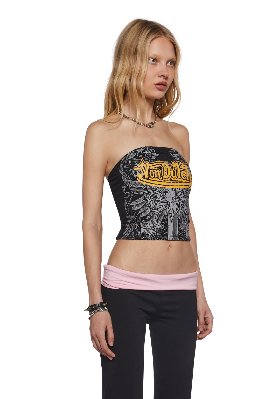 Von Dutch Winged Dagger Graphic Tube Top - Black - Image 3