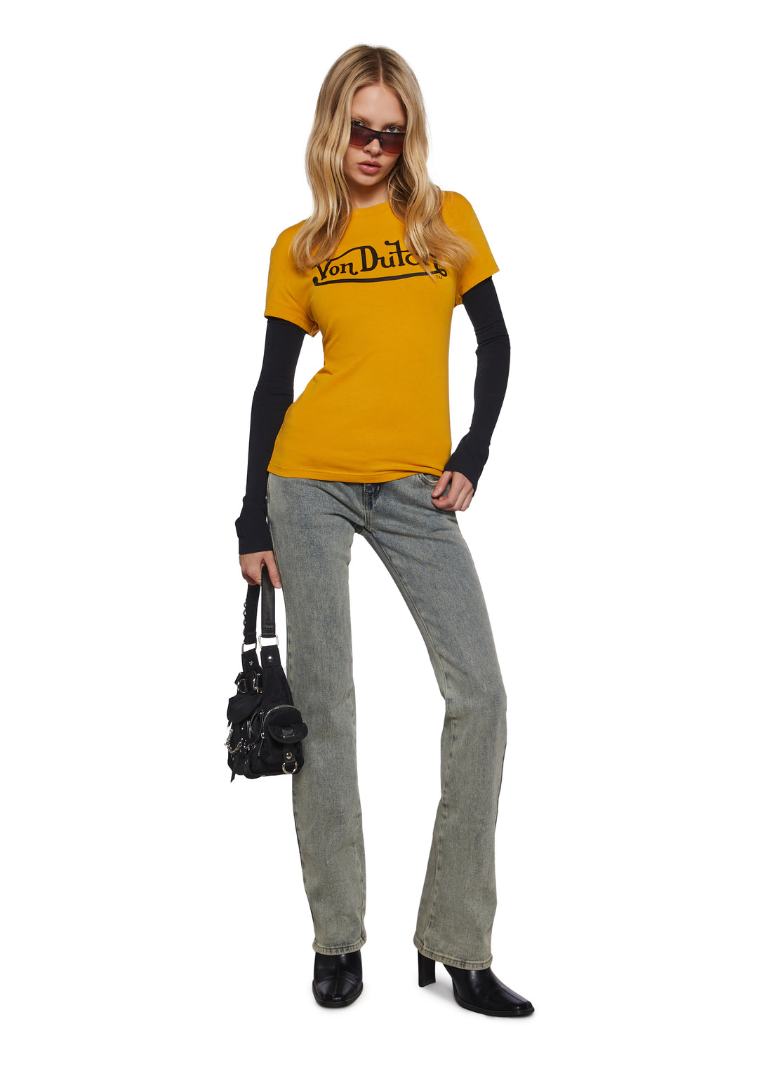 Von Dutch Twofer Fitted Long Sleeve Top - Orange - Image 2