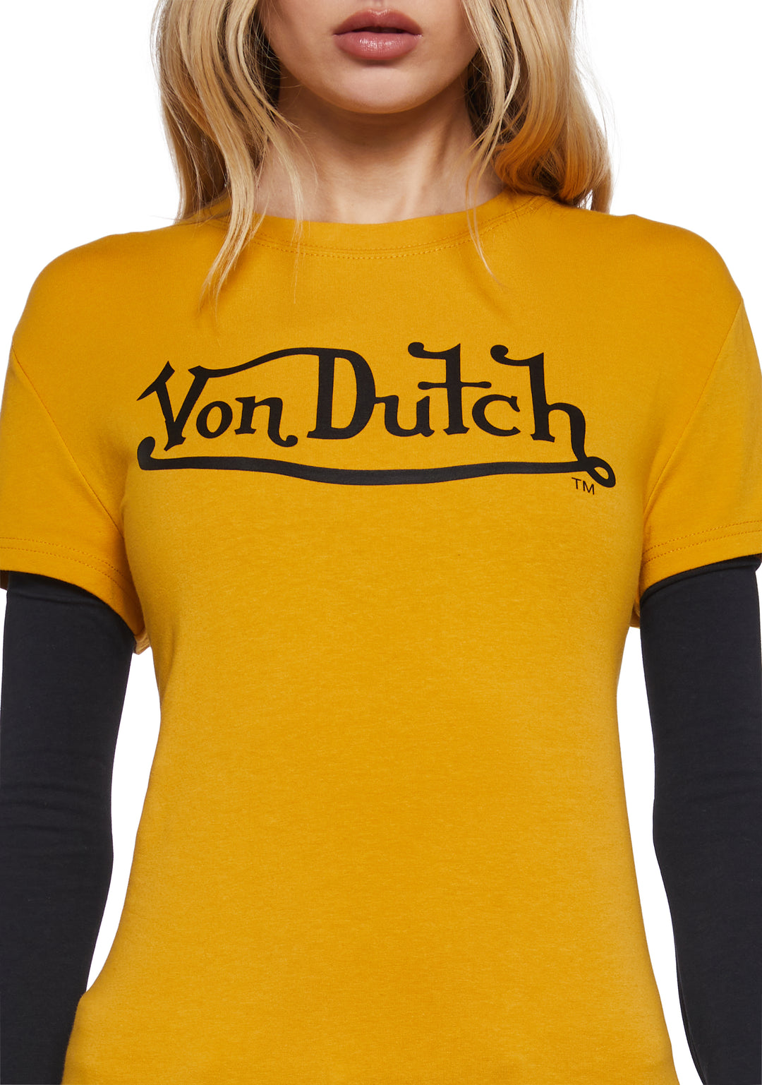 Von Dutch Twofer Fitted Long Sleeve Top - Orange - Image 5