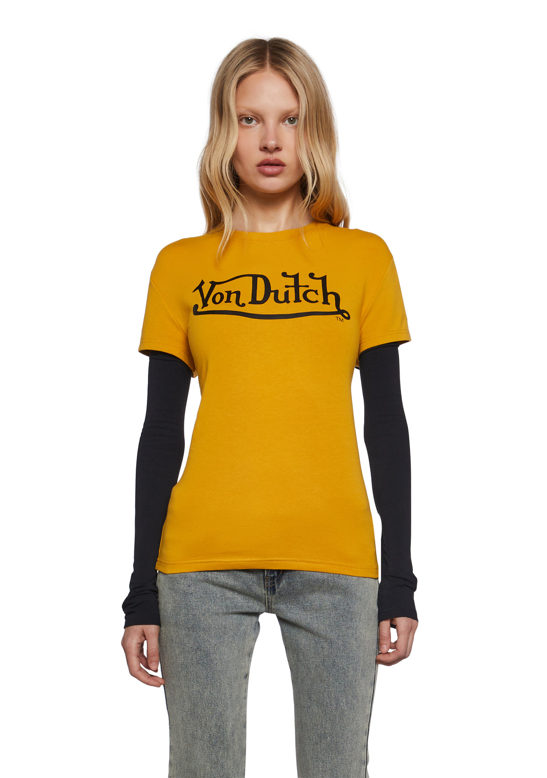 Von Dutch Twofer Fitted Long Sleeve Top - Orange