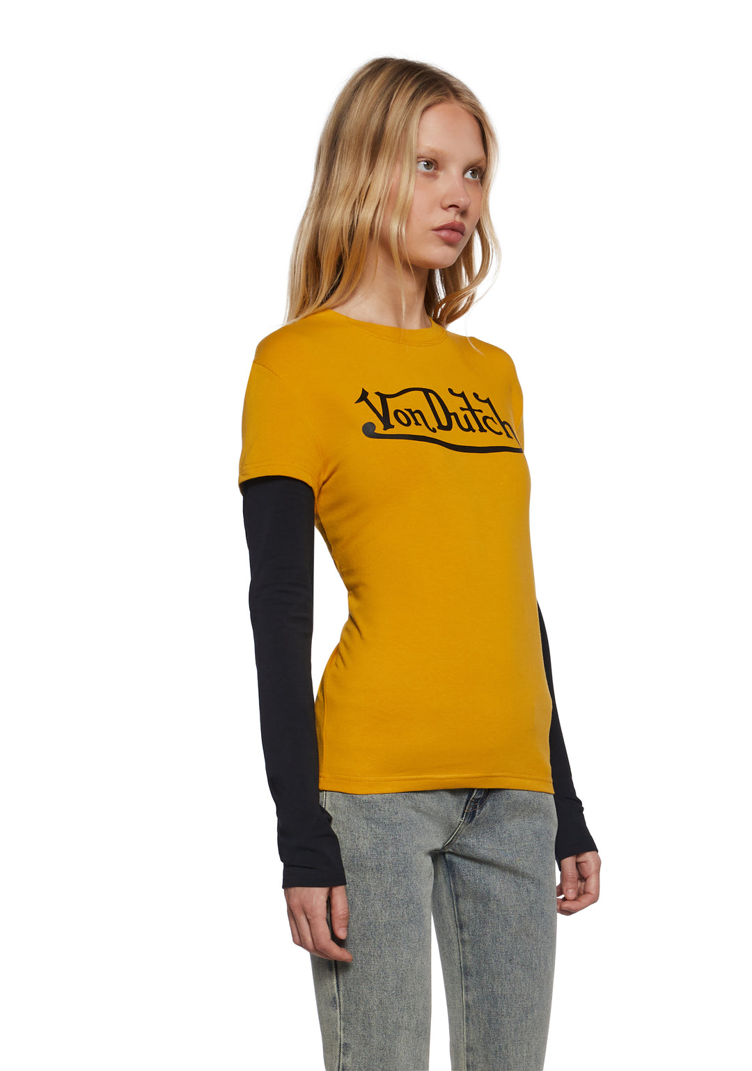 Von Dutch Twofer Fitted Long Sleeve Top - Orange - Image 3