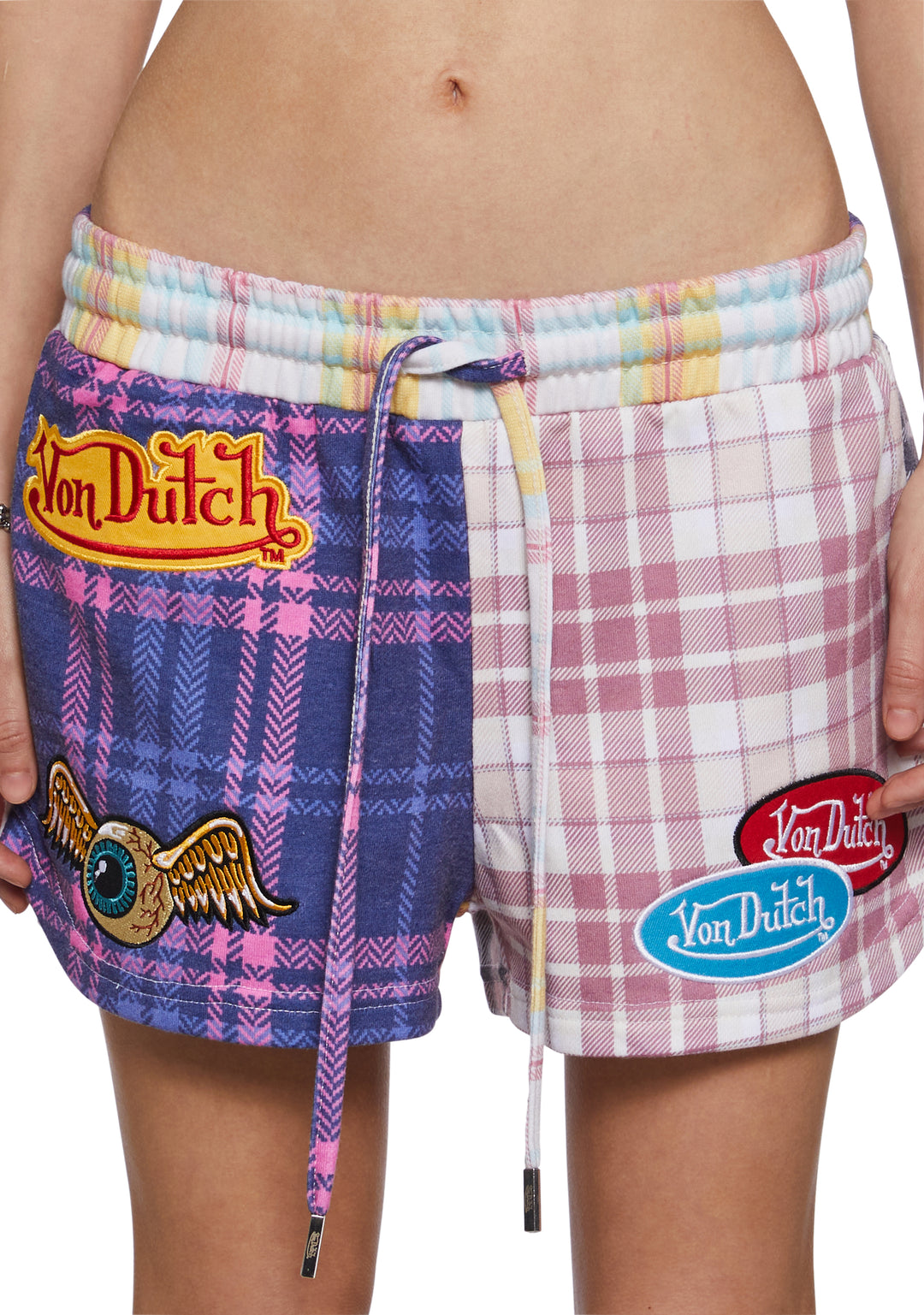 Von Dutch Patchwork Graphic Striped Lounge Shorts - Multi - Image 6