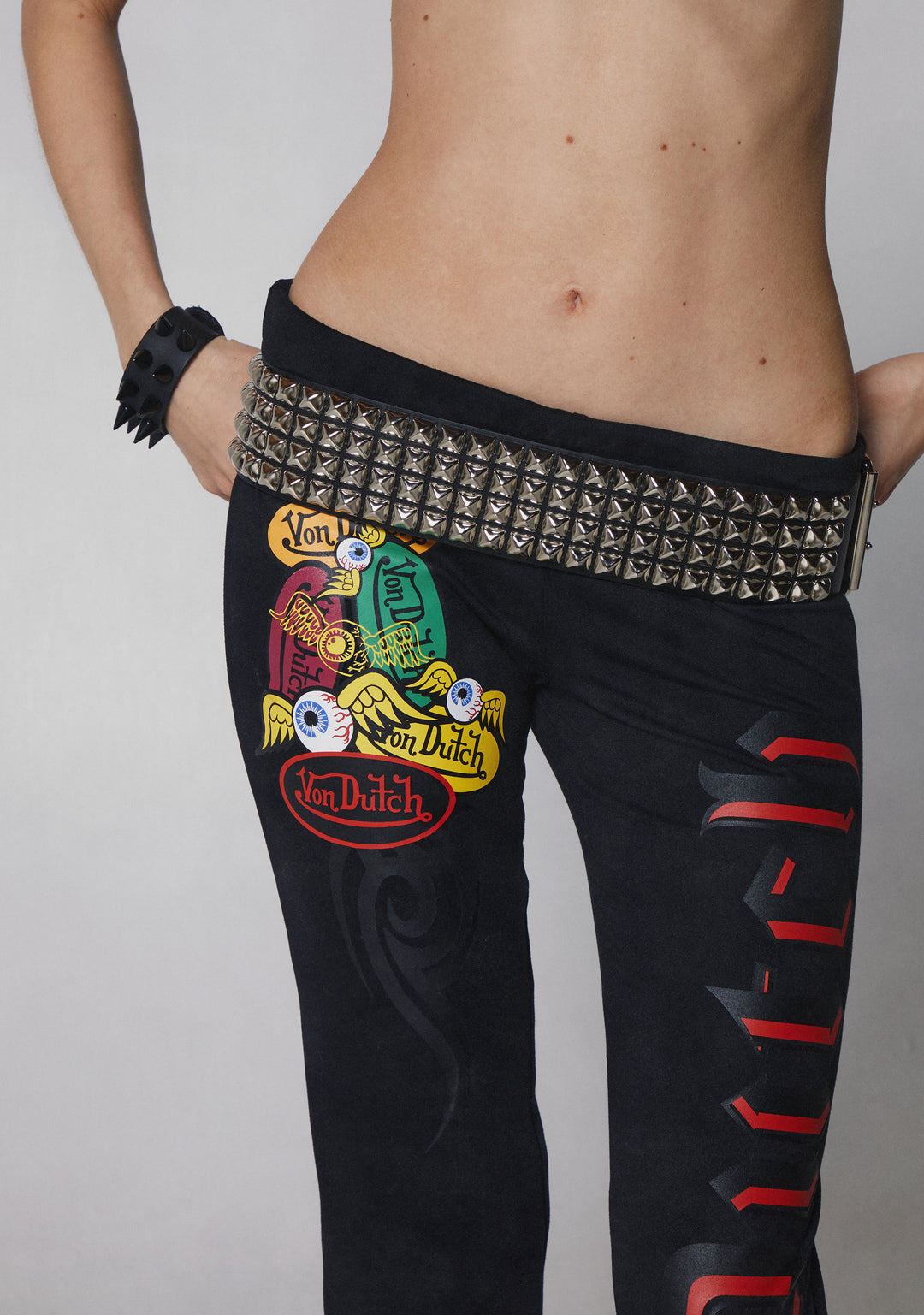 Von Dutch Flared Pants With Printed Graphics - Black - Image 6