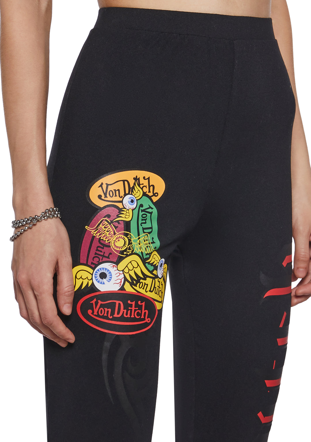 Von Dutch Flared Pants With Printed Graphics - Black - Image 5