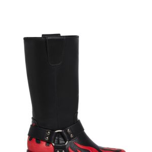 Womens Flame Applique Cowboy Western Boots Current Mood - Red
