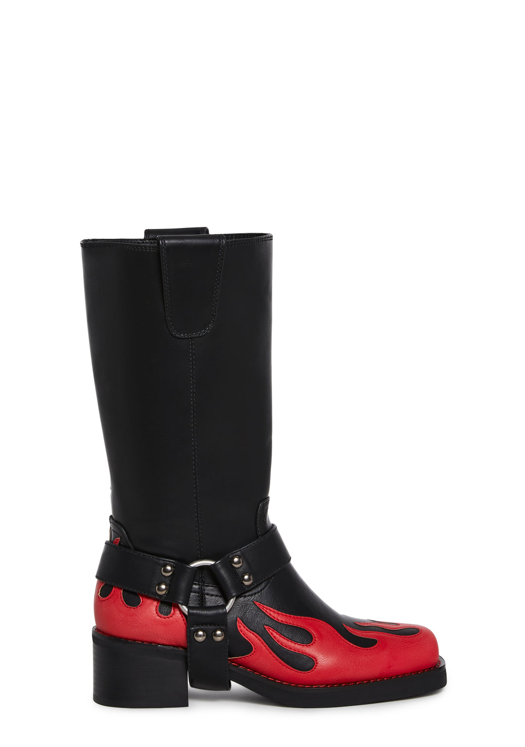 Womens Flame Applique Cowboy Western Boots Current Mood - Red