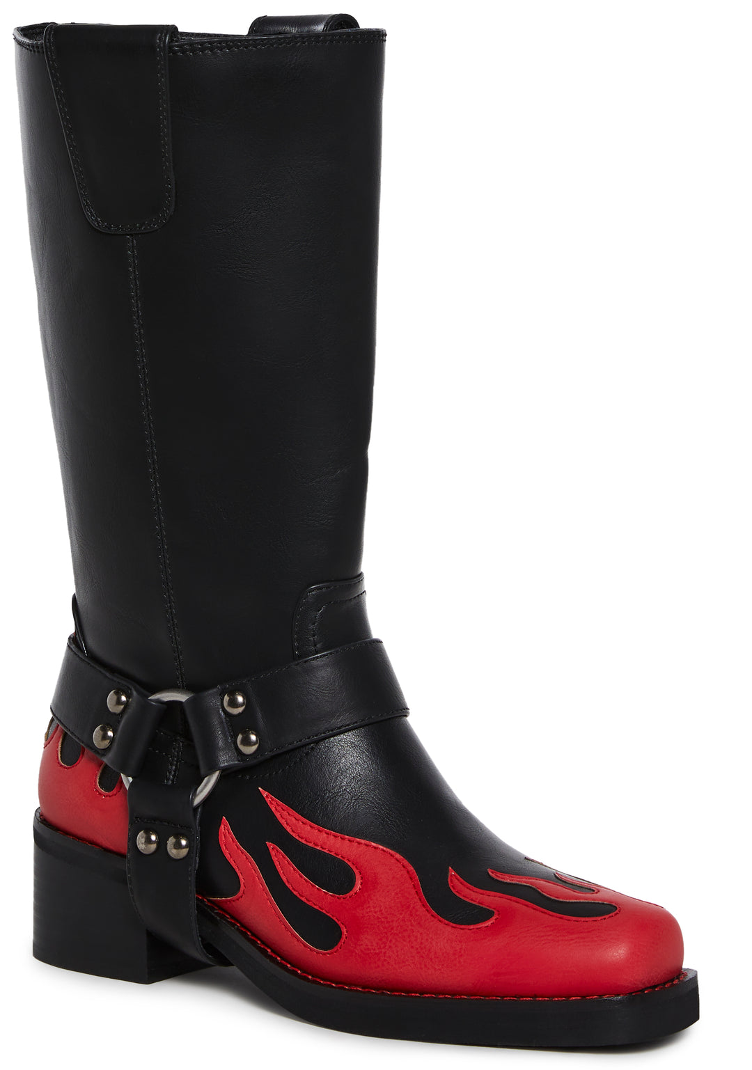 Womens Flame Applique Cowboy Western Boots Current Mood - Red - Image 2