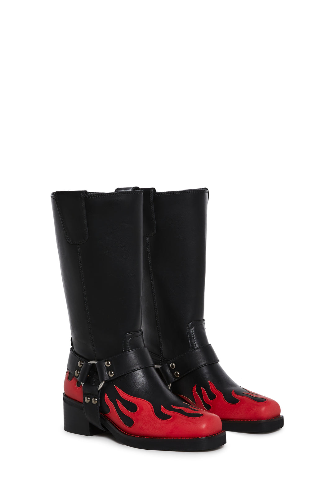 Womens Flame Applique Cowboy Western Boots Current Mood - Red - Image 3