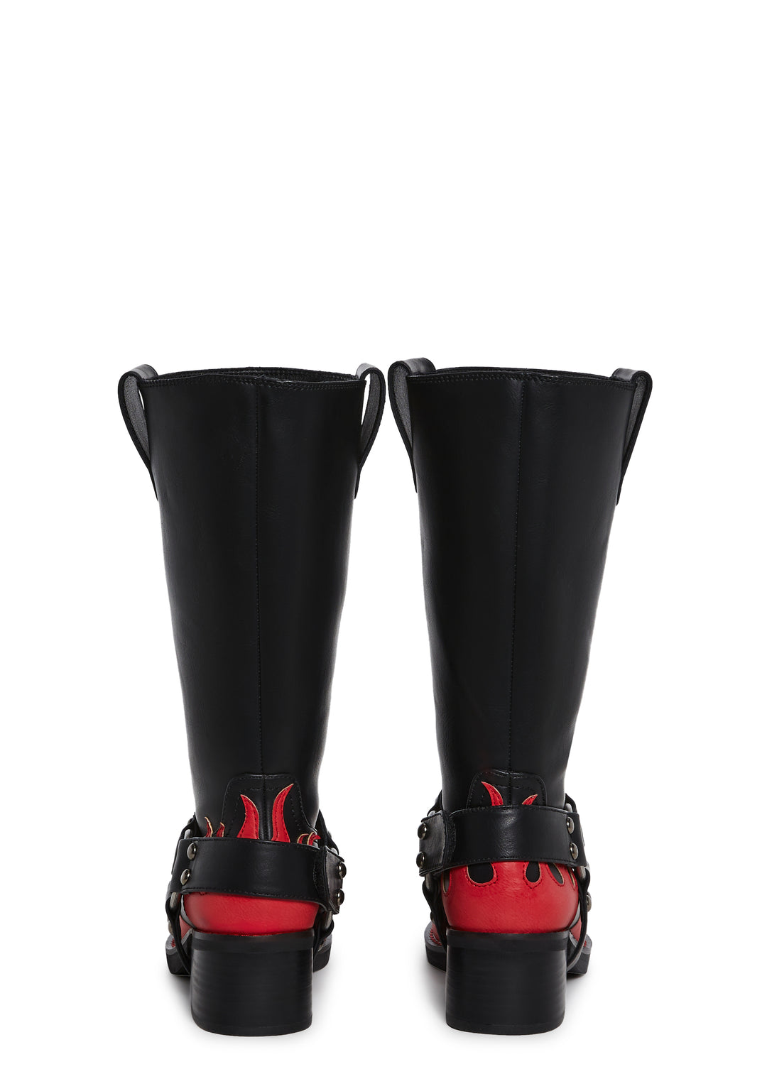 Womens Flame Applique Cowboy Western Boots Current Mood - Red - Image 4