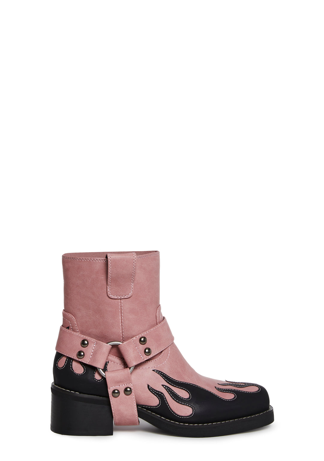 Cowboy Western Flame Applique Cowboy Booties Current Mood - Pink