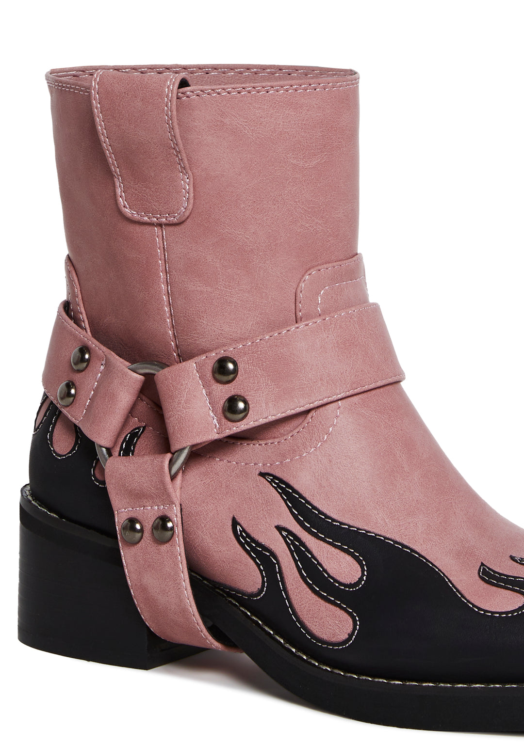 Cowboy Western Flame Applique Cowboy Booties Current Mood - Pink - Image 2