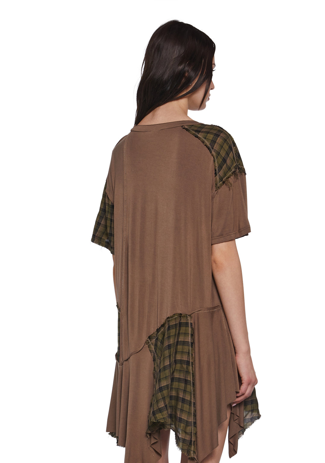 Current Mood Oversized Washed Baby Doll Shirt Dress - Brown - Image 4