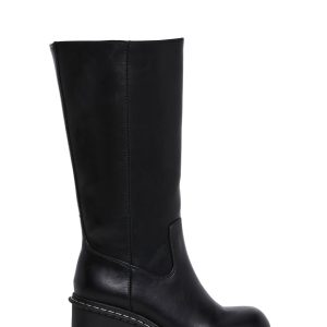 Vegan Leather Western Cowboy Boots Delias - Black