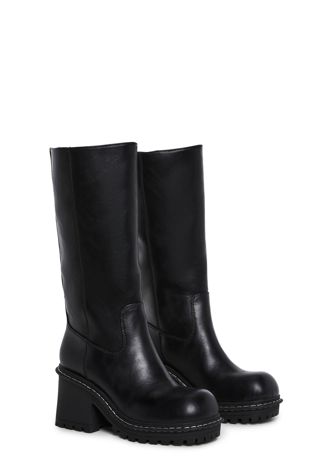 Vegan Leather Western Cowboy Boots Delias - Black - Image 3