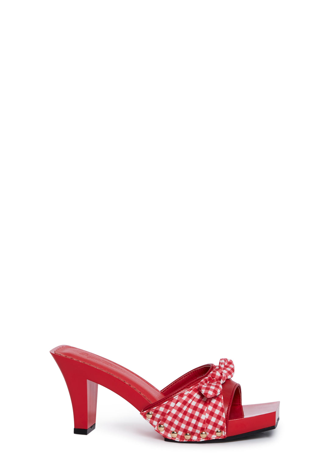Gingham Bow Heeled Sandals Sugar Thrillz - Red