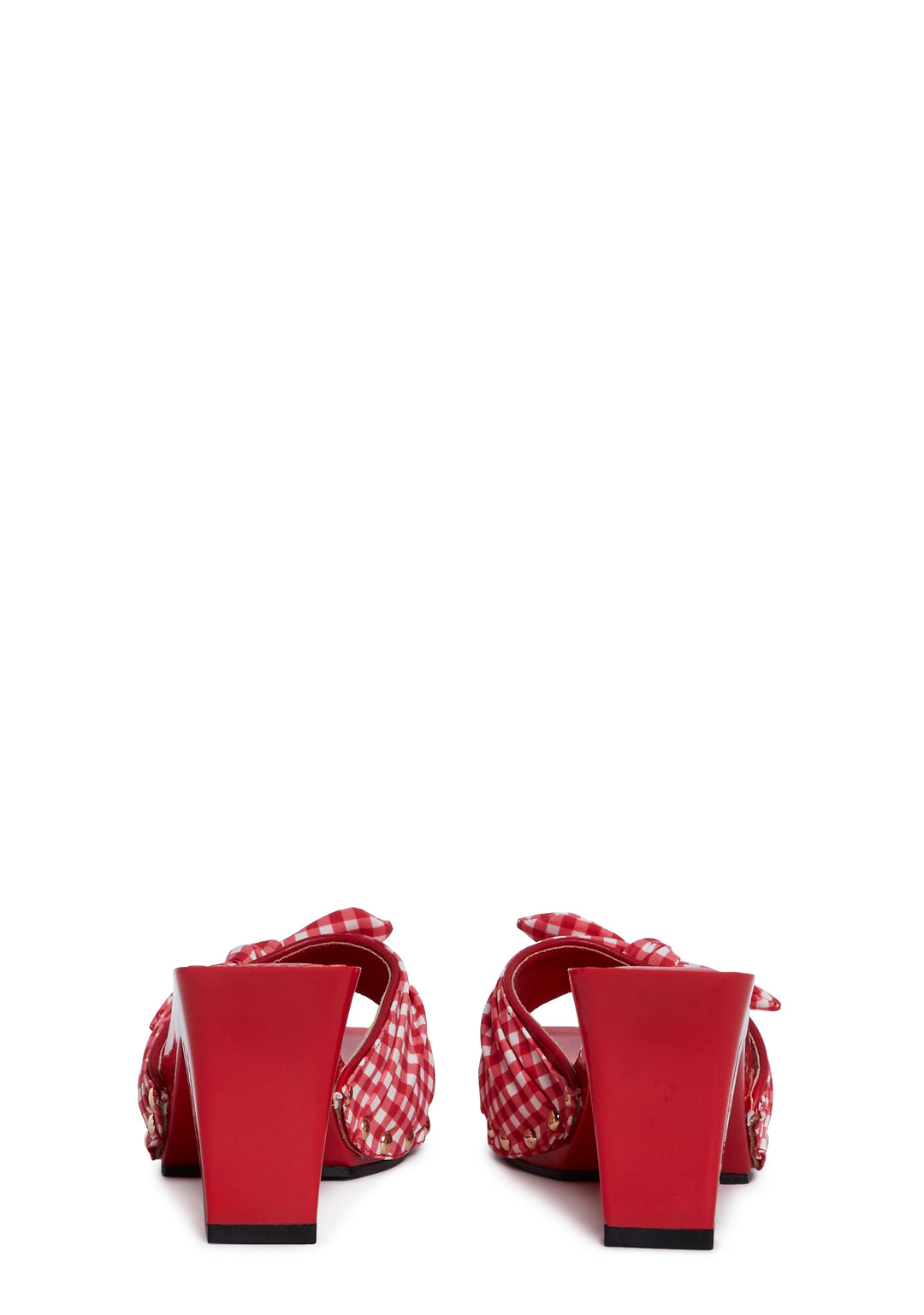Gingham Bow Heeled Sandals Sugar Thrillz - Red - Image 4