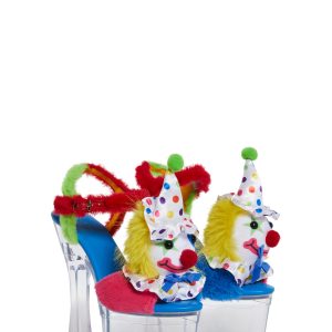 Clowncore Clown Plushie Faux Fur Lucite Platform Heels Club Exx - Multi