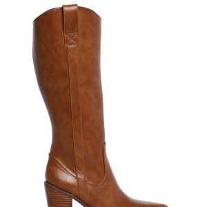 Vegan Leather Cowboy Western Boots Current Mood - Brown