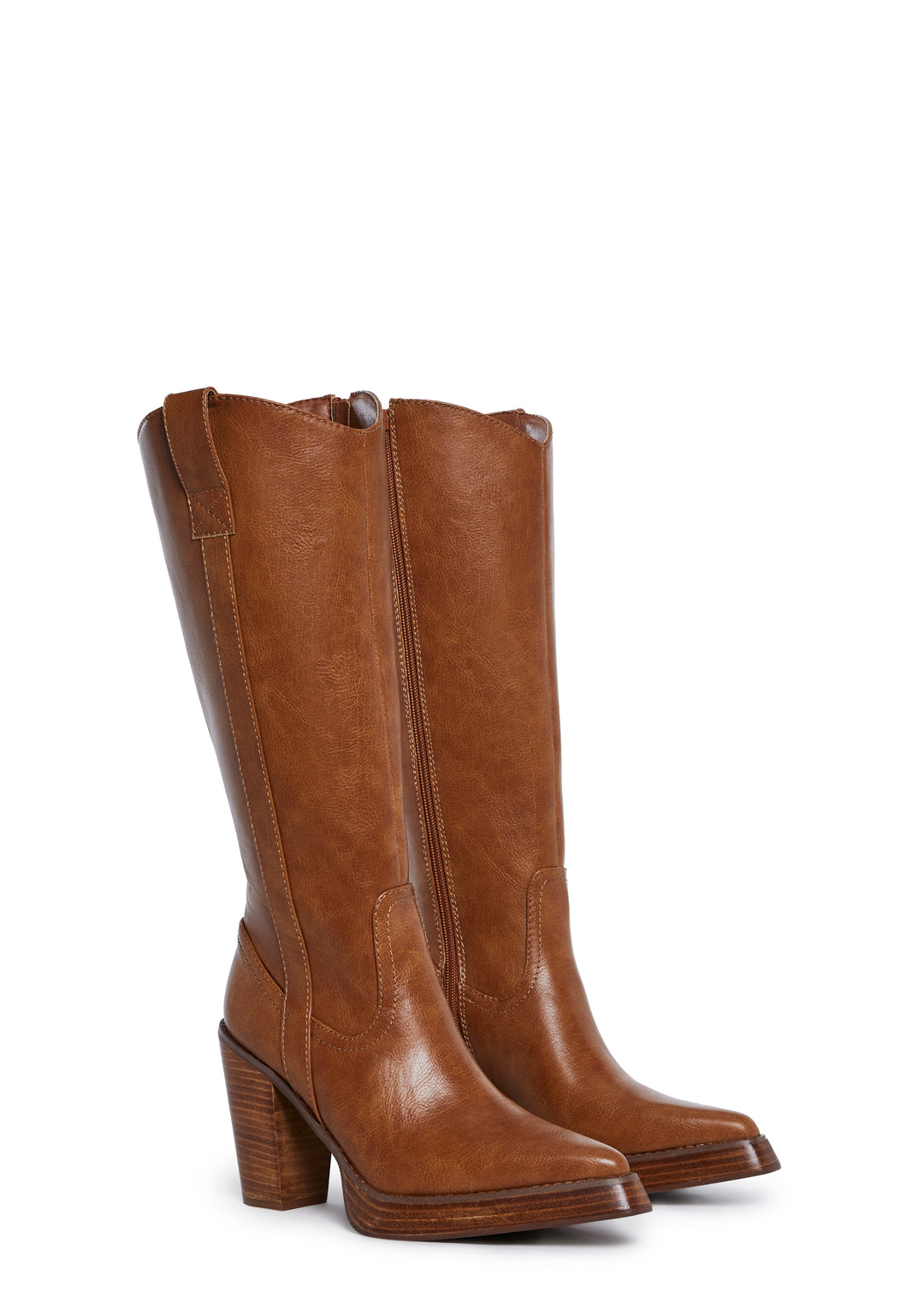 Vegan Leather Cowboy Western Boots Current Mood - Brown - Image 3