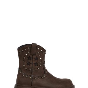 Western Stud Platform Cowboy Boots Current Mood - Brown