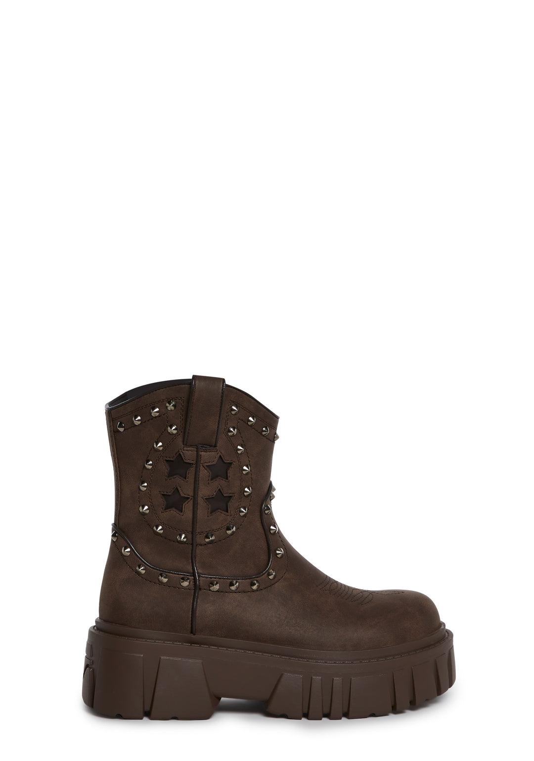 Western Stud Platform Cowboy Boots Current Mood - Brown