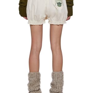 Dolls Kill x Shrek Cotton Twill Bloomers With Embroidered Pocket - Off White