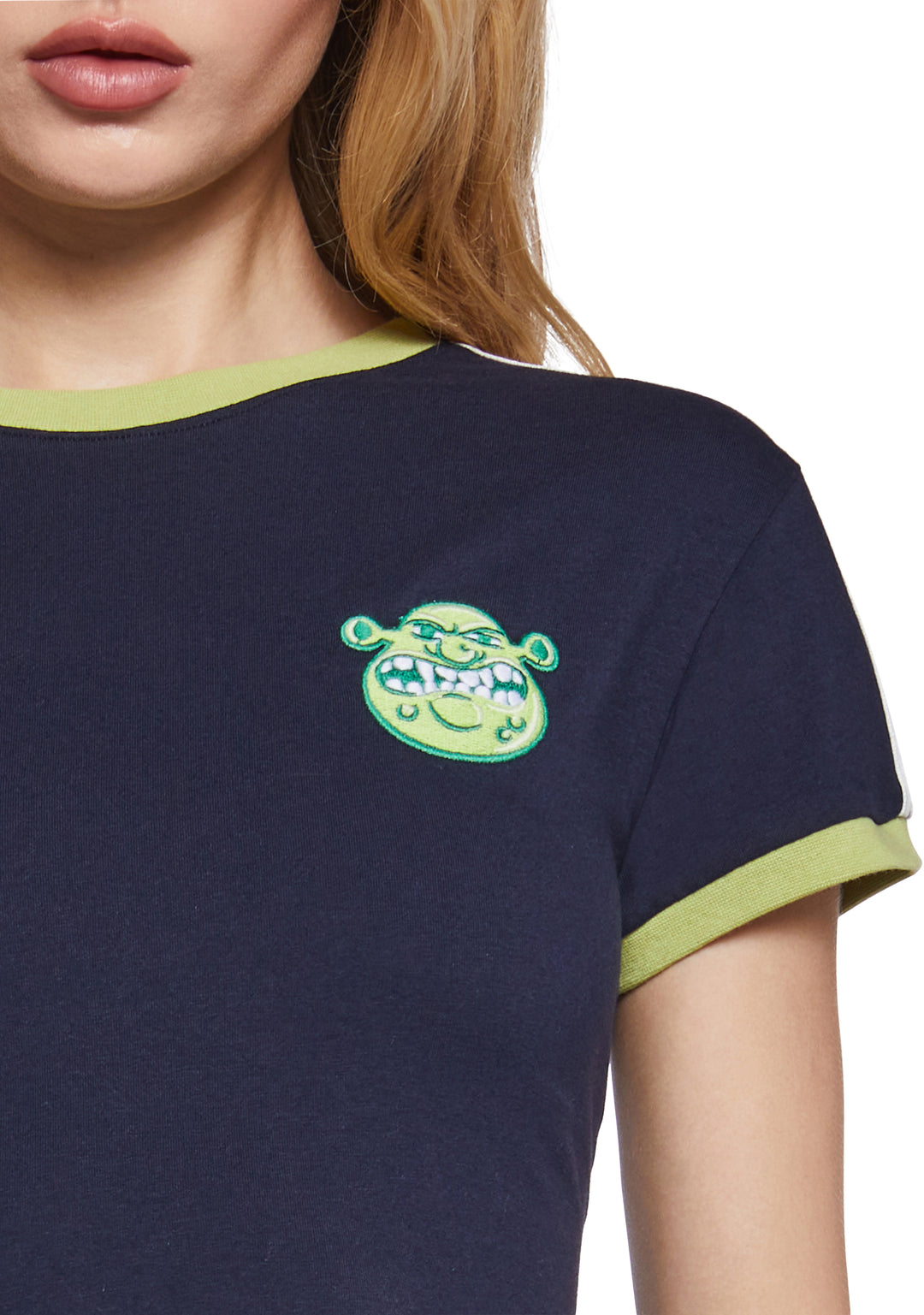 Dolls Kill x Shrek Jersey Crop Tee With Embroidery - Blue - Image 6