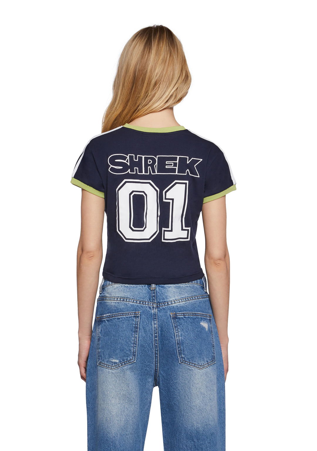 Dolls Kill x Shrek Jersey Crop Tee With Embroidery - Blue