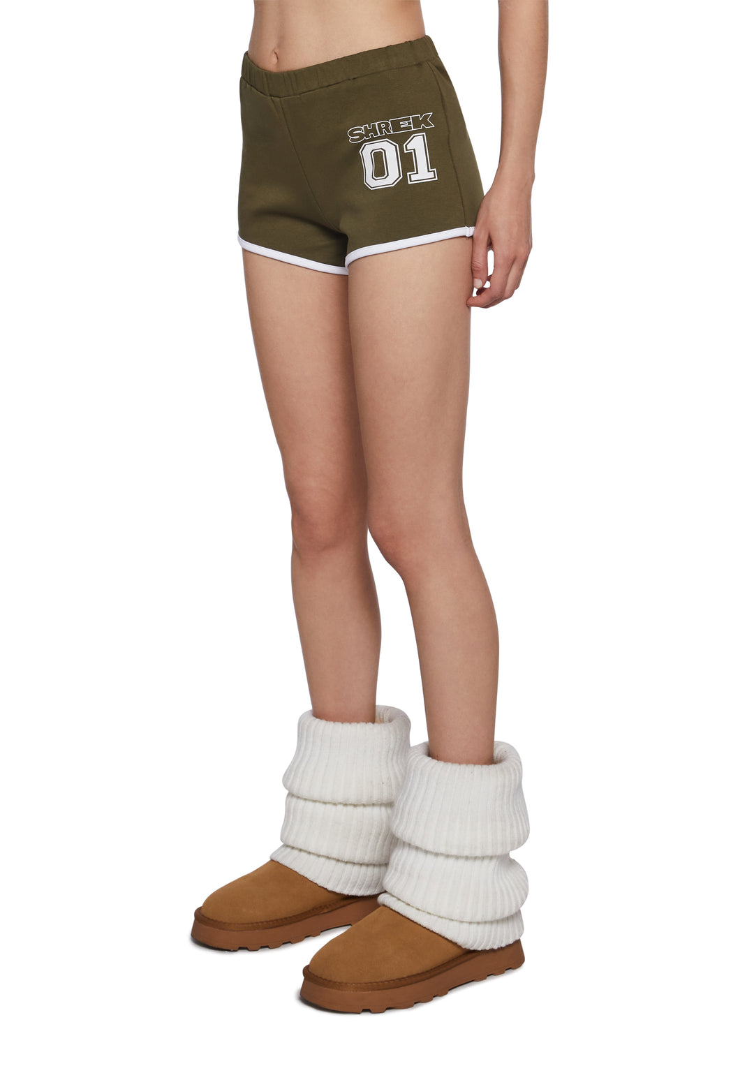 Dolls Kill x Shrek Lounge Dolphin Booty Shorts - Brown - Image 3