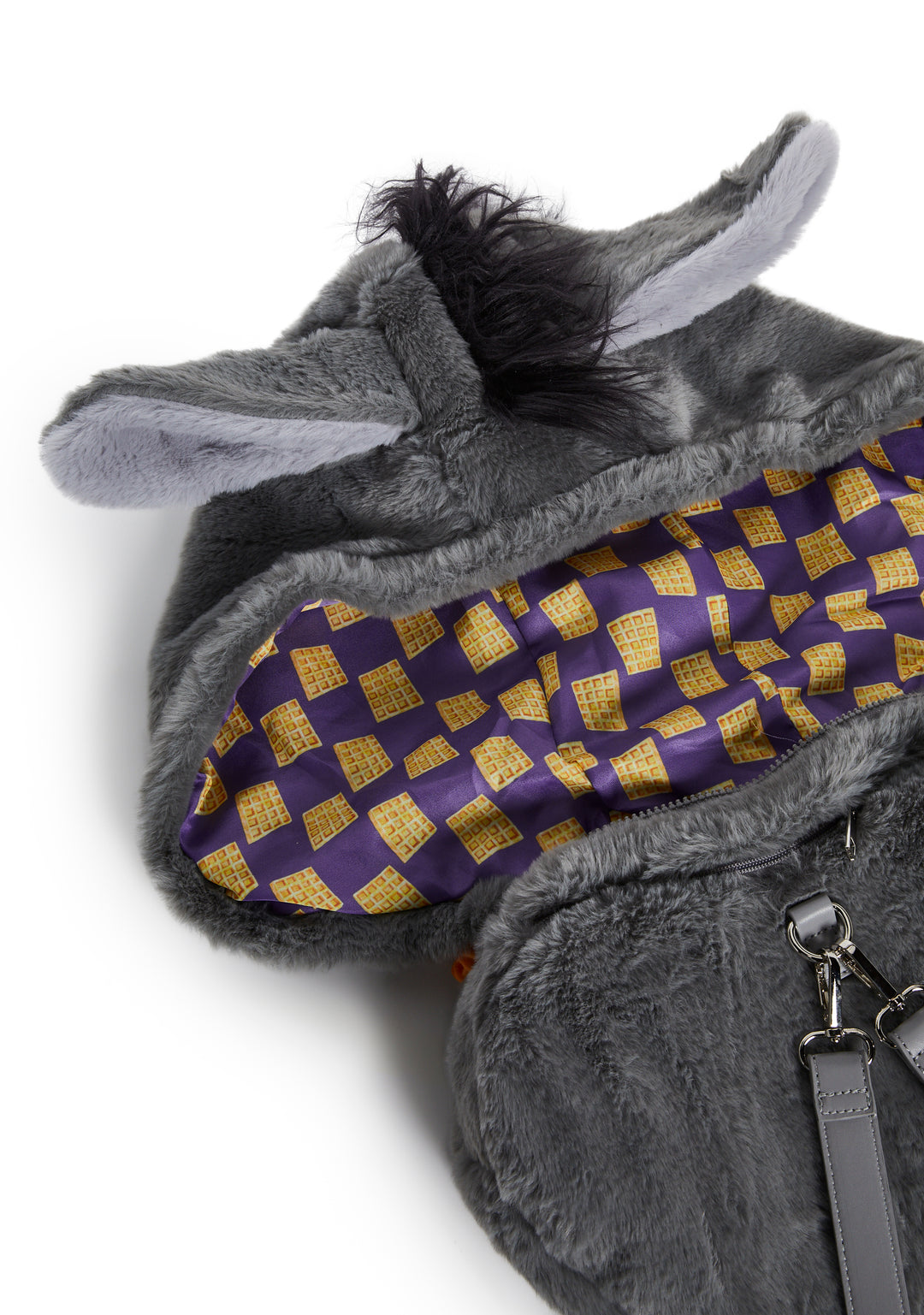 Dolls Kill x Shrek Donkey Hooded Backpack With Waffle Charm - Gray - Image 12