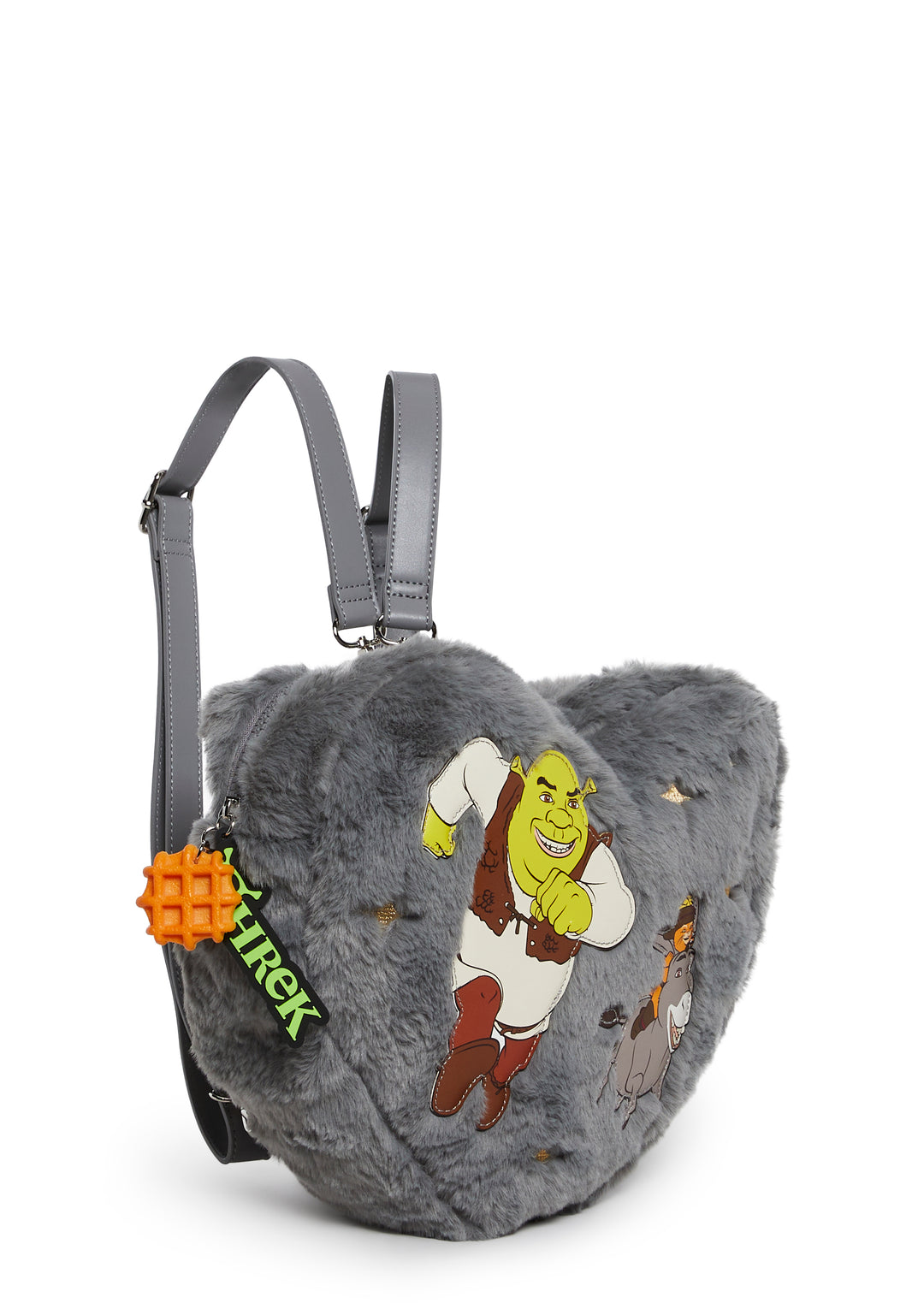 Dolls Kill x Shrek Donkey Hooded Backpack With Waffle Charm - Gray - Image 7