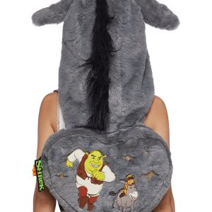 Dolls Kill x Shrek Donkey Hooded Backpack With Waffle Charm - Gray