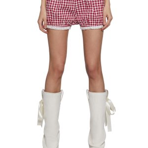 Womens Puckered Gingham Bloomers Sugar Thrillz - Red