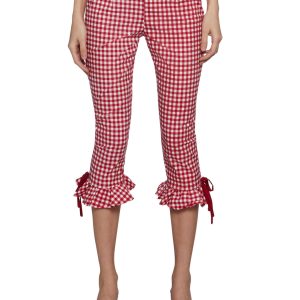 Womens Gingham Capri Pants Sugar Thrillz - Red