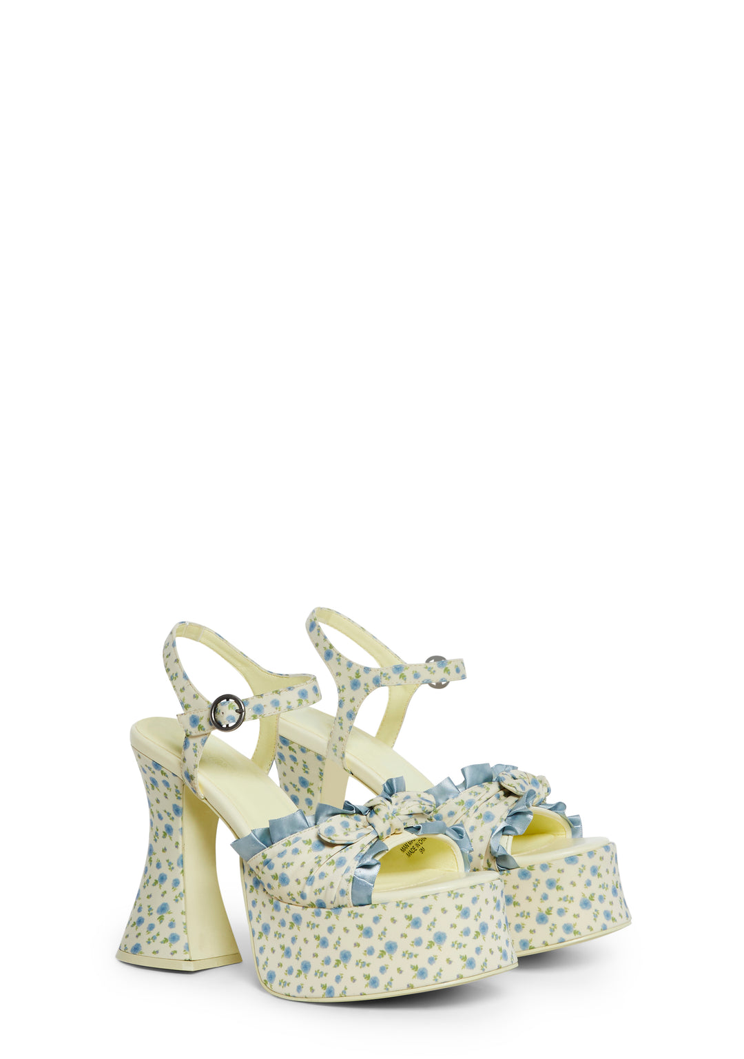Floral Print Platform Sandals Sugar Thrillz - Yellow - Image 3