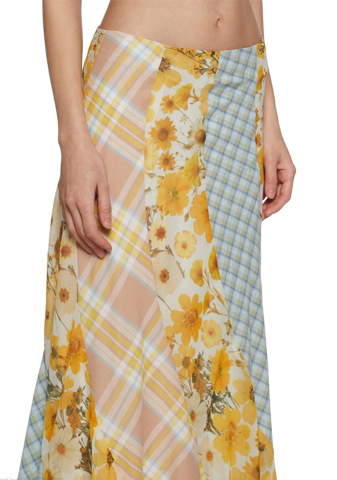 Womens Patchwork Floral Striped Maxi Skirt Current Mood - Multi - Image 5