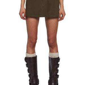 Womens Twill Cotton Mini Skirt With Pockets Current Mood - Green